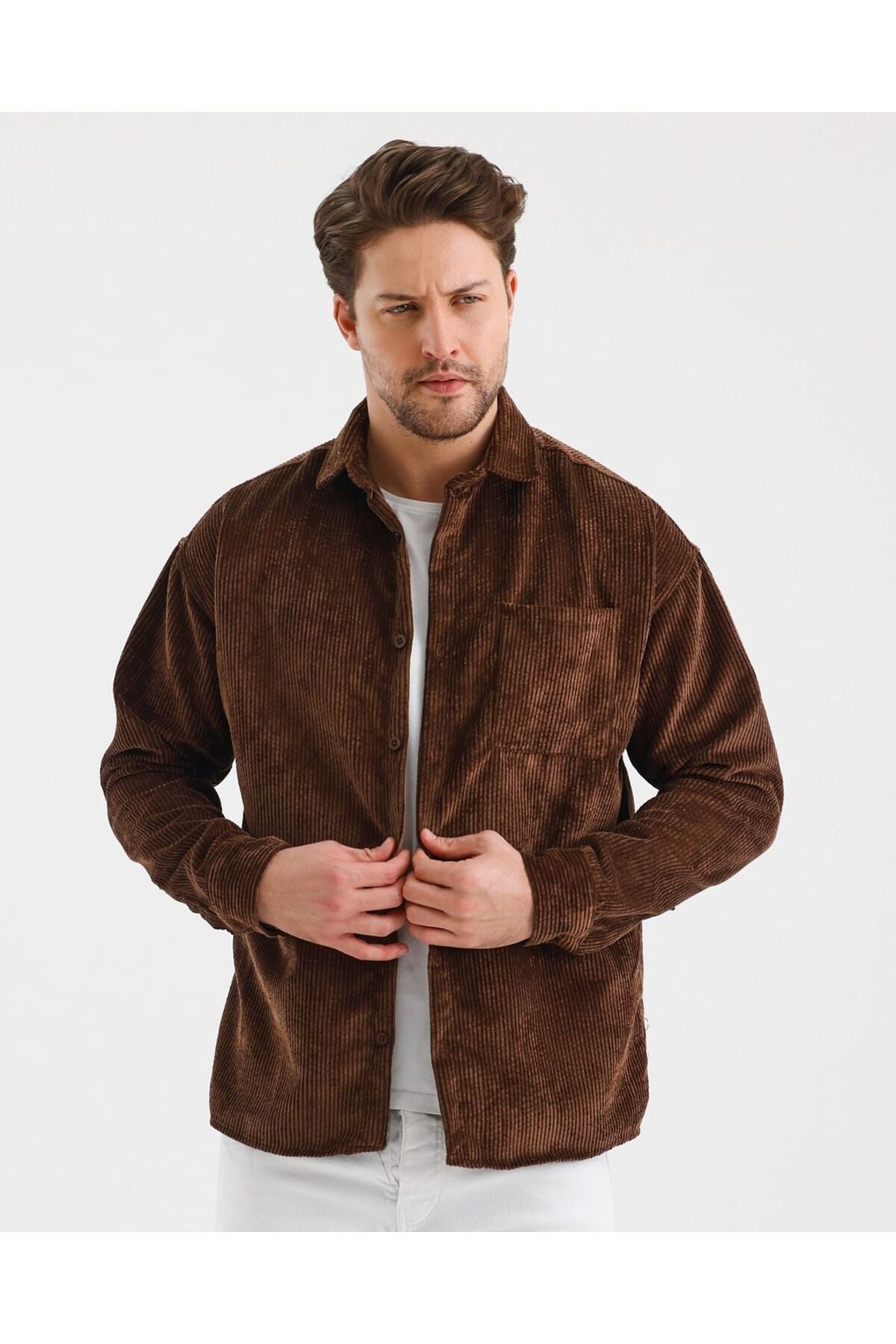 The Ethan Velvet Shirt - Dark Brown