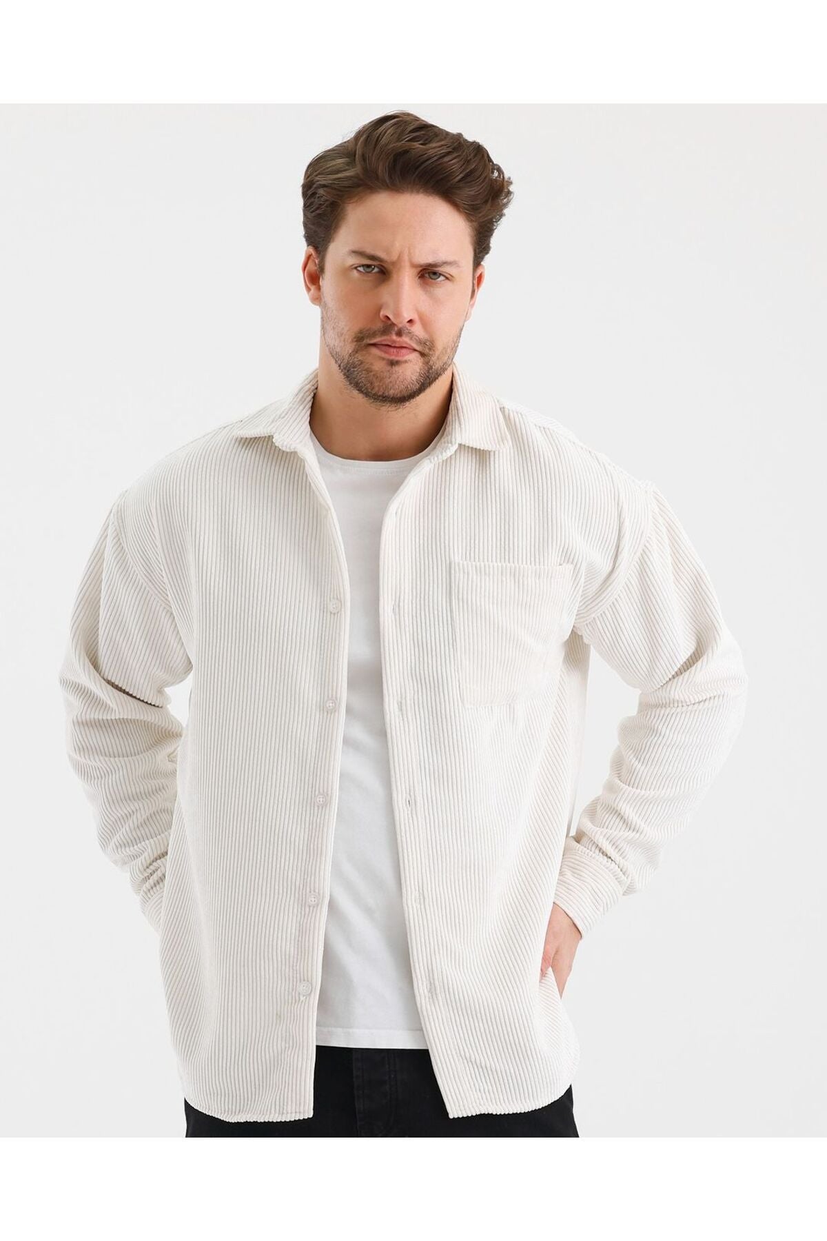 The Ethan Velvet Shirt - White