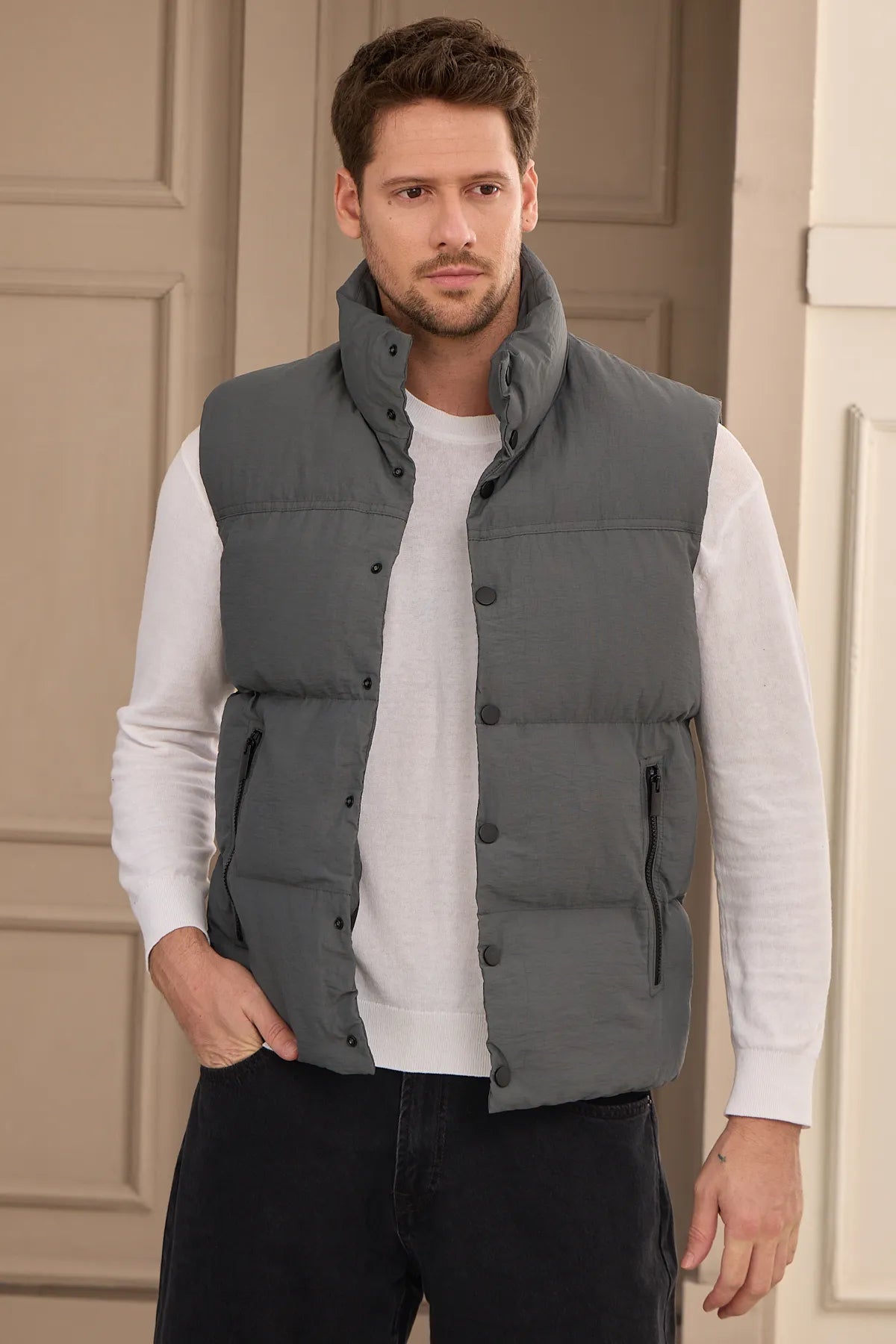 THE GREY PADDED VEST