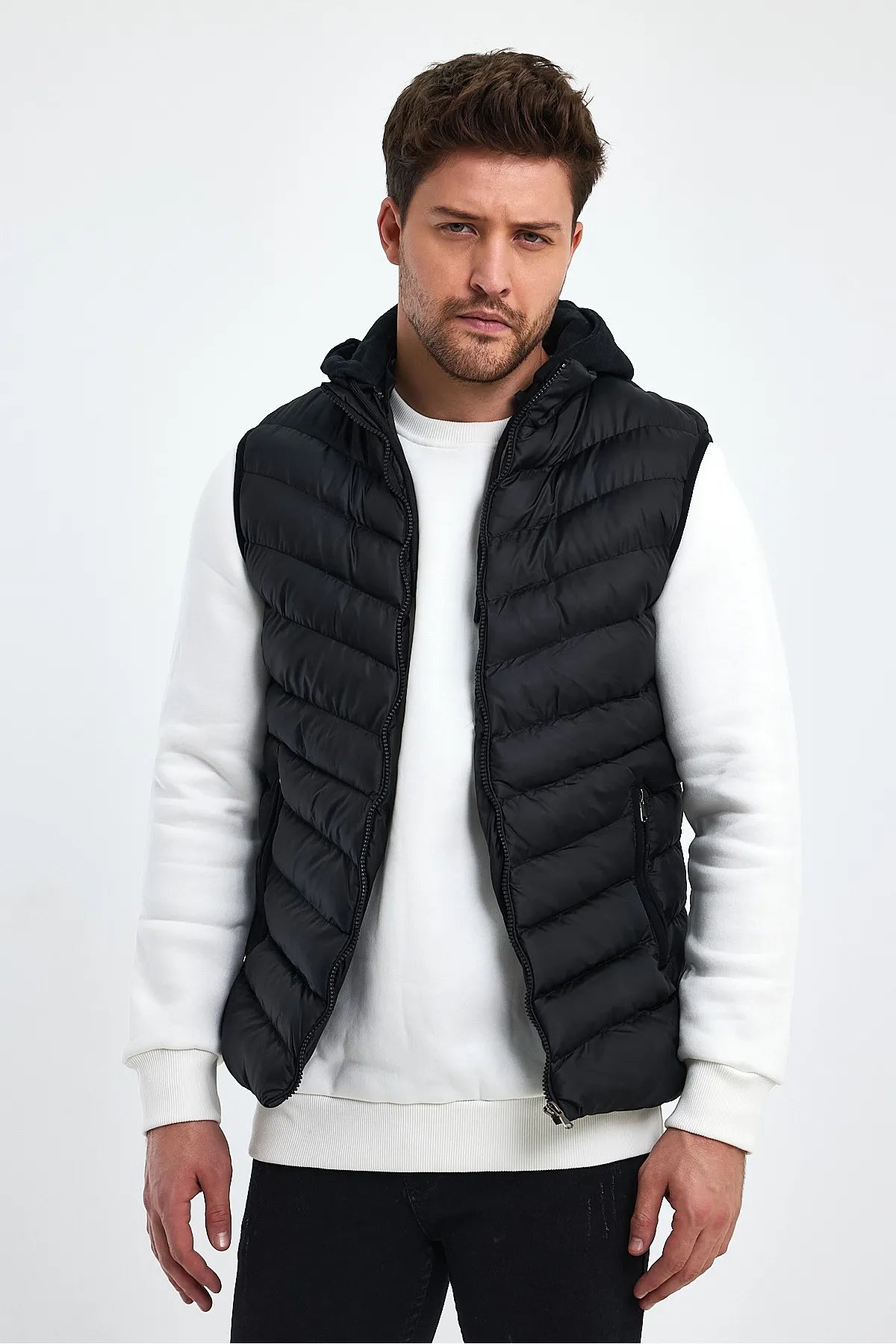 THE BLACK HOODED PUFFER VEST