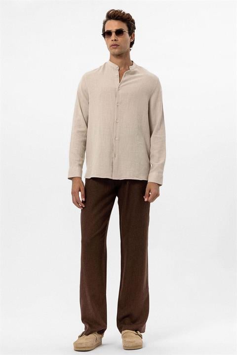 THE JUDGE COLLAR WOVEN SHIRT - BEIGE