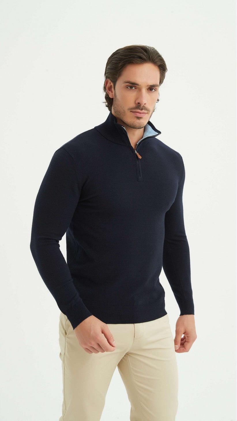 THE LUCA CASHMERE HALF ZIP SWEATER